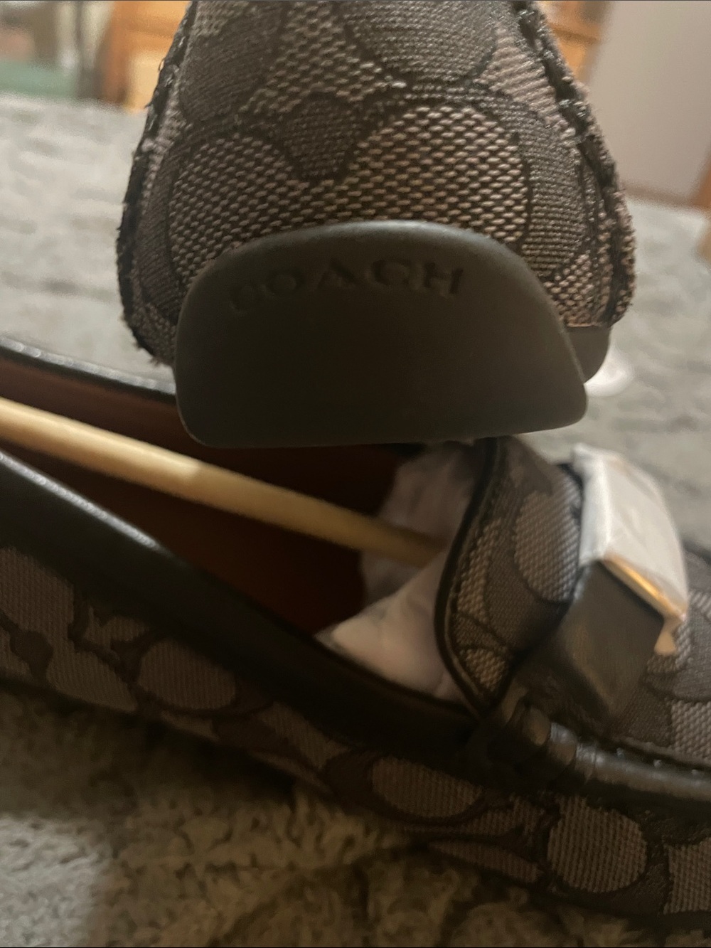 Coach Black and Gray Signature Mona Jacquard Driving Loafers - Picture 5 of 7